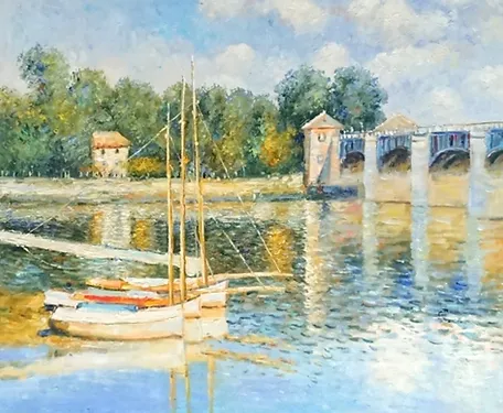 Лодки у моста. копия Моне