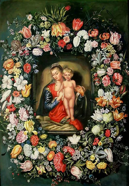 Мадонна с младенцем в цветочной гирлянде (копия Брейгеля)